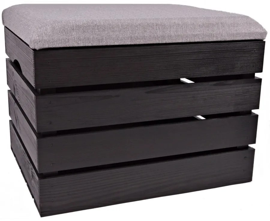 Pufa kufer skrzynia drewniana sosnowa siedzisko 50cm malowana czarna