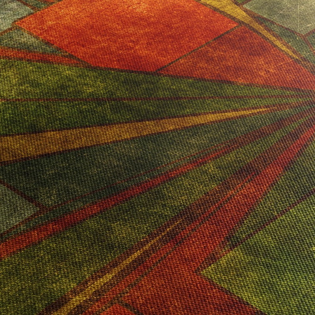 Obraz abstrakcji geometrycznej (z zegarem) (90x30 cm)