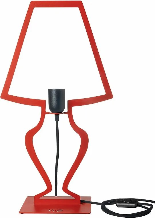 Duża lampa stołowa Silhouette 30x54 cm ze stylizowanego żelaza Nowoczesny, oniryczny design Gniazdo E27 Wyprodukowano we Włoszech Czerwony