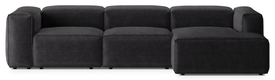 Ciemnoszary sztruksowy narożnik (prawostronny/z szezlongiem) Bergamo – Cosmopolitan Design