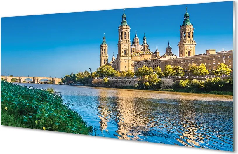 Panel Szklany Majestatyczna Katedra nad Rzeką