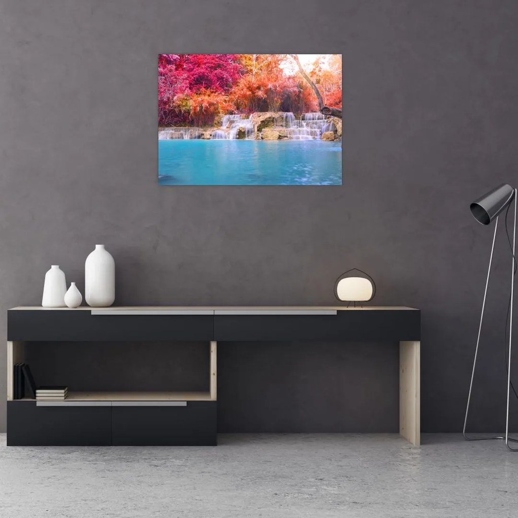 Obraz turkusowej laguny, Laos, Tat Kuang Si (70x50 cm)