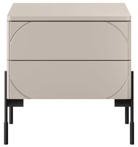 Szafka nocna z dwoma szufladami Sonatia na metalowych nogach 45 cm - kaszmir