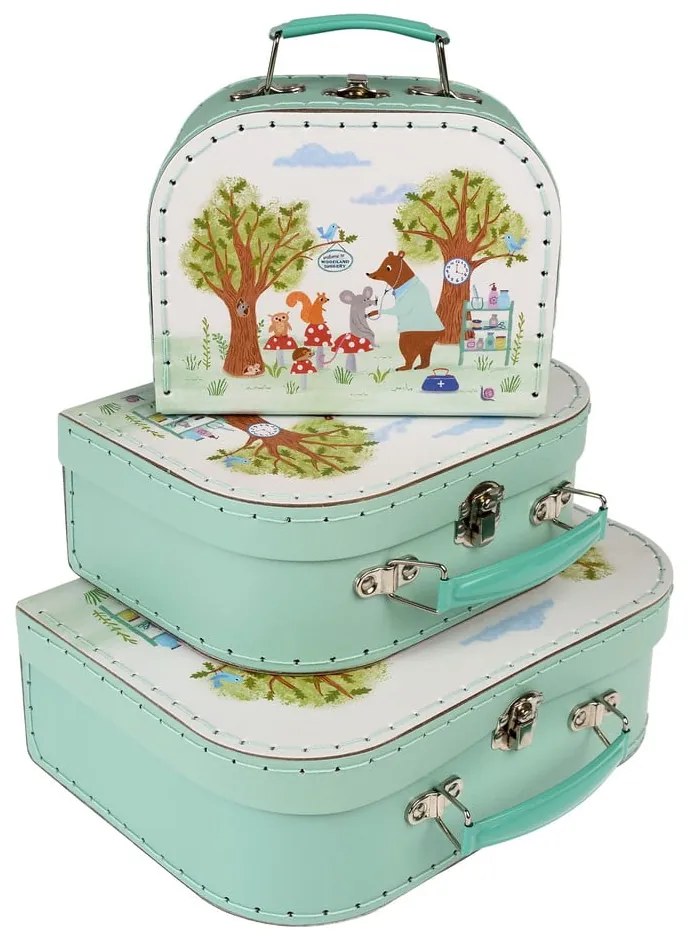 Kartonowe dziecięce pojemniki na zabawki 3 szt. 21x28x8 cm Woodland Friends – Rex London