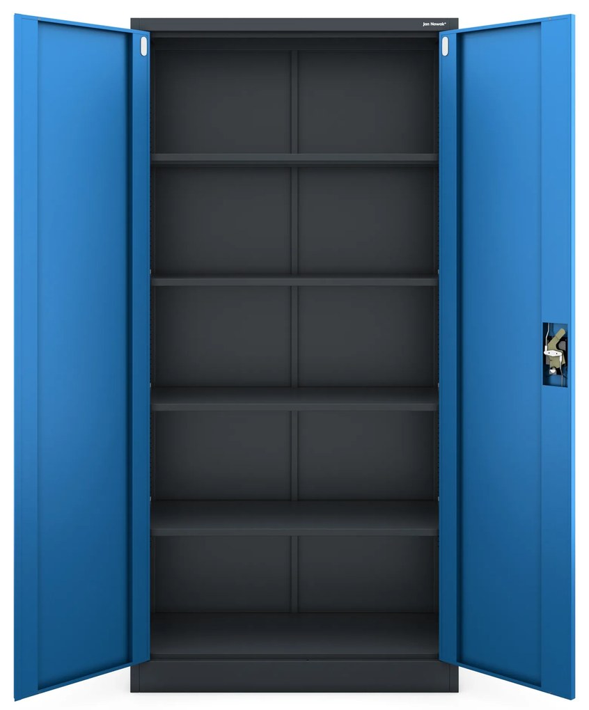 Biurowa szafa metalowa na akta JAN, 900 x 1850 x 400 mm, antracytowo-niebieska