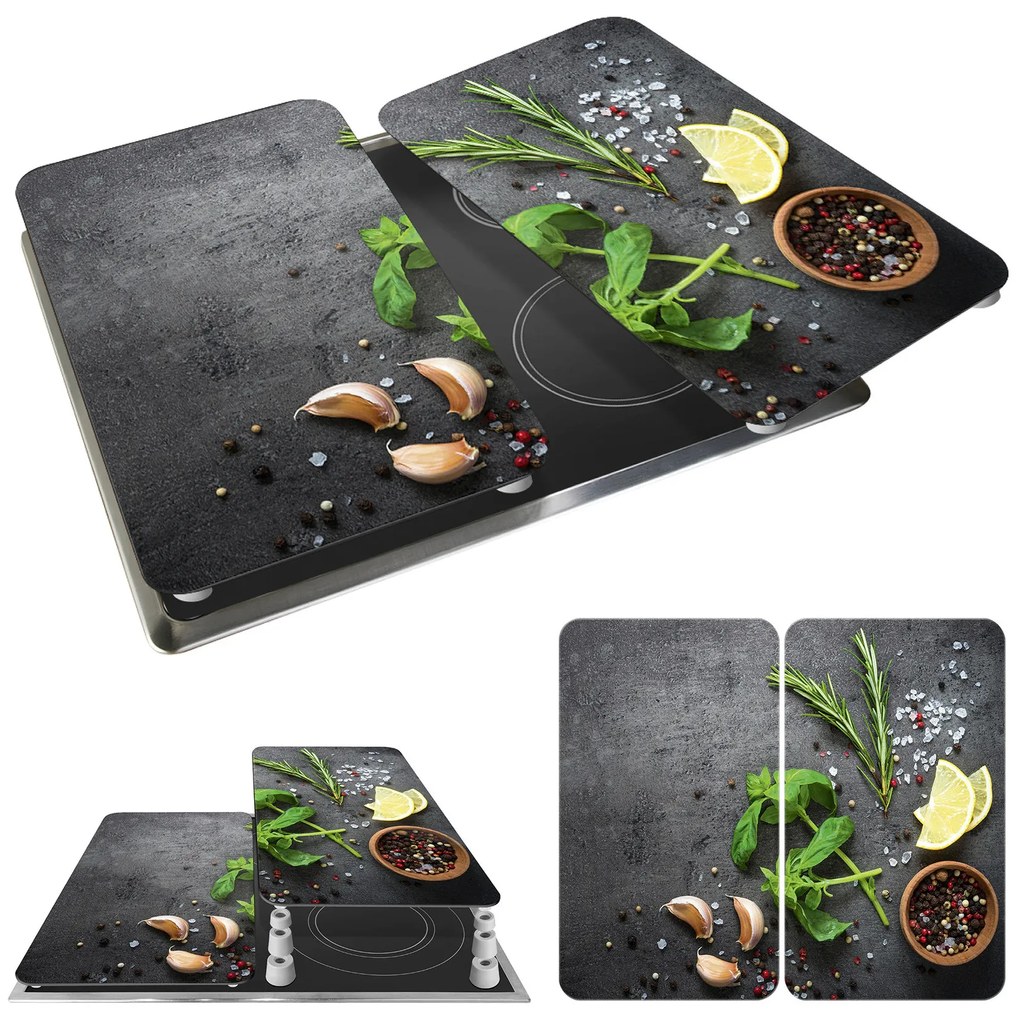 Szklane płyty ochronne HERBS na kuchenkę - 2 sztuki, WENKO