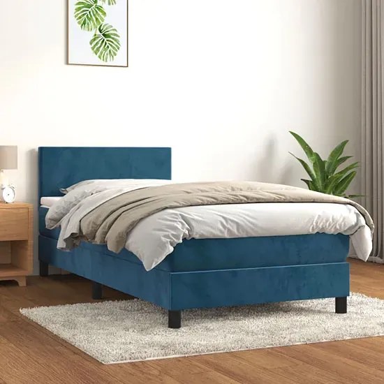 Niebieskie łóżko kontynentalne z materacem 90x200 - Lisila 3X