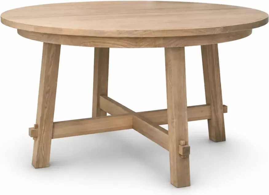 Masywny drewniany stół okrągły 137 cm jesionowy naturalne wybarwienie