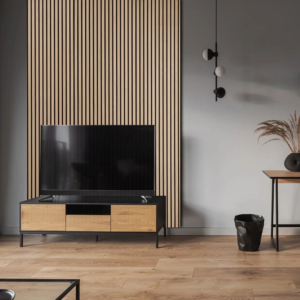 Drewniany panel akustyczny, 2400 x 600 mm, dąb bejcowany