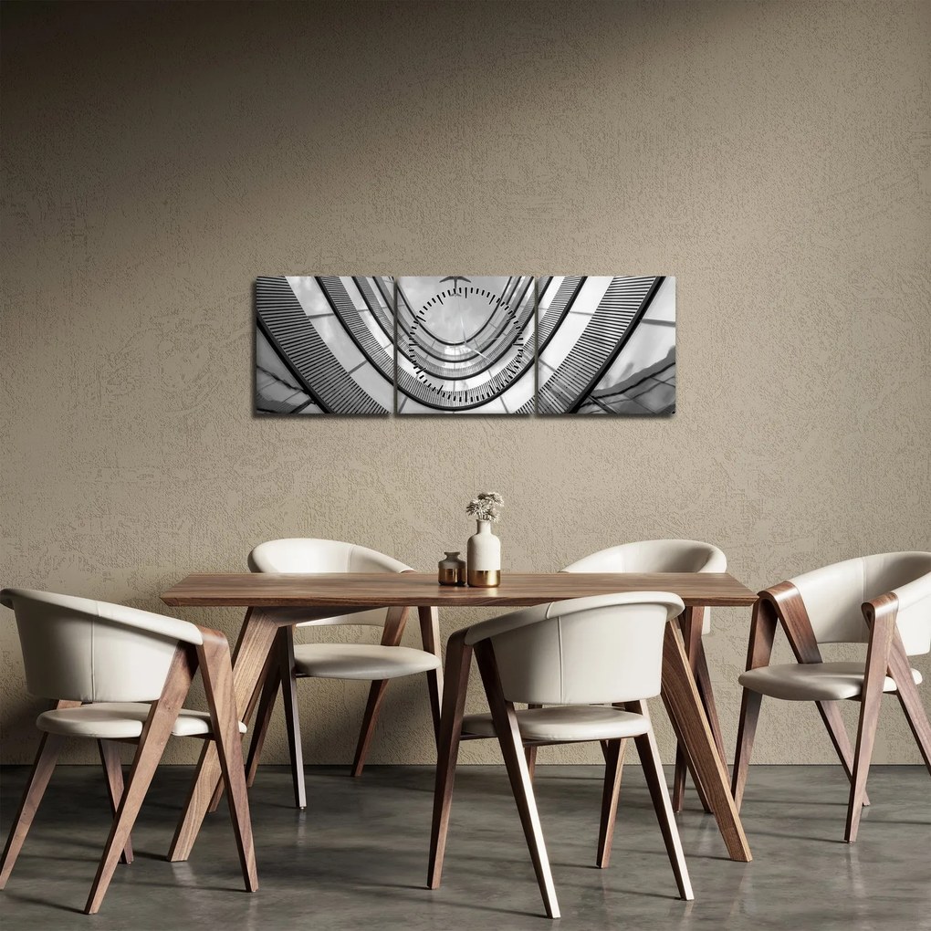 Obraz - Samolot nad budynkiem (z zegarem) (90x30 cm)