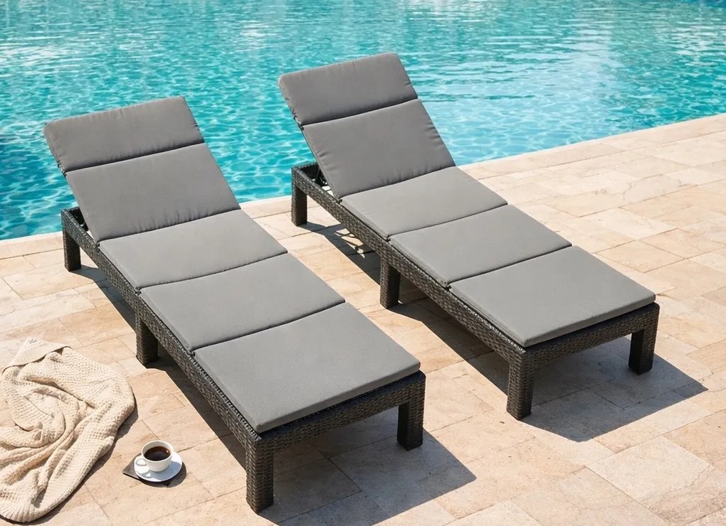 Leżak ogrodowy hotelowy Lagoon SL-02C z poduszką, składany, kolor szary