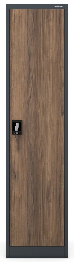 Biurowa szafa metalowa ALEX, 450 x 1850 x 400 mm, Eco Design: antracytowa/ orzech