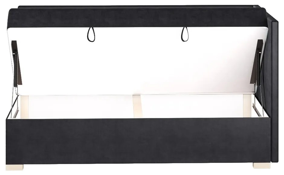 Ciemnoniebieskie narożne łóżko dziecięce ze schowkiem i materacem 90x200 cm Flexi – Ghado