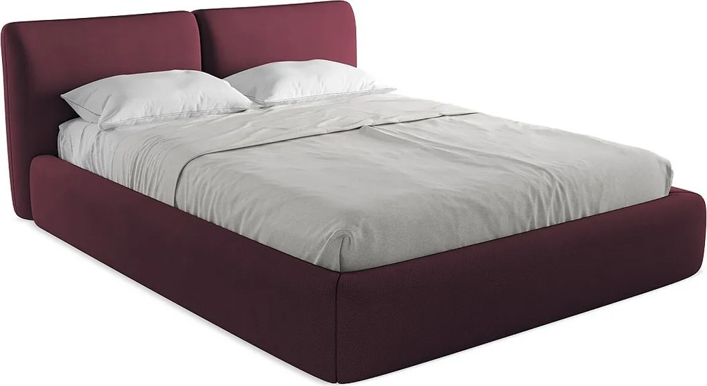 Łóżko 180 x 228 - z tkaniny szenilowej - bordo - HOKU