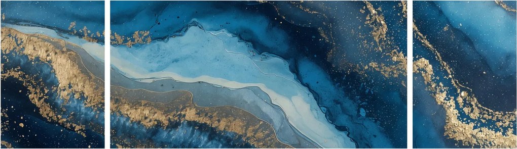 Obraz - Niebieska marmurowa abstrakcja (170x50 cm)