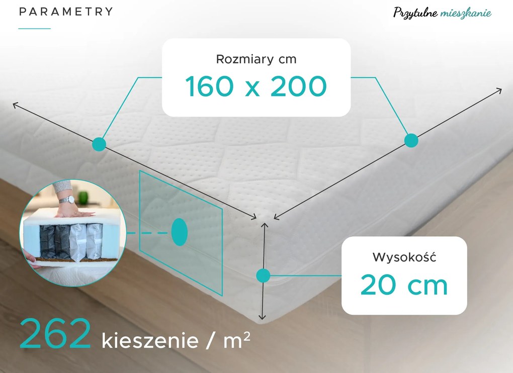 Materac kokosowy COCO MAXI 20 cm 160 x 200 cm Ochrona materaca: BEZ ochraniacz na materac