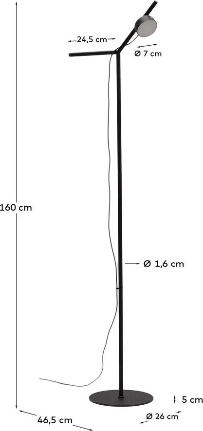 Czarna lampa stojąca LED ze ściemniaczem (wysokość 160 cm) Orey – Kave Home