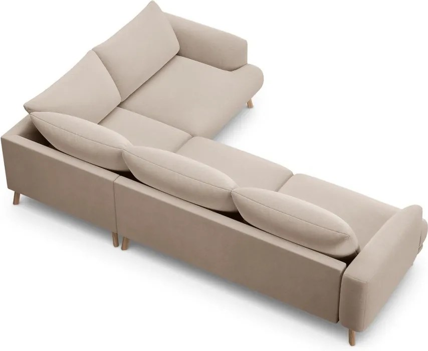 Beżowy aksamitny narożnik (prawostronny/w kształcie litery L) Naomi – Micadoni