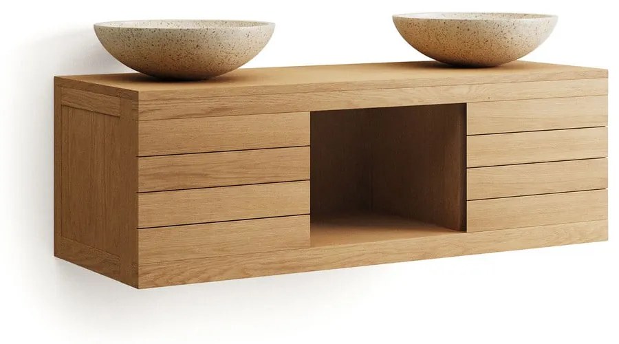 Niska wisząca szafka pod umywalkę z litego drewna tekowego 120x40 cm Yenit – Kave Home