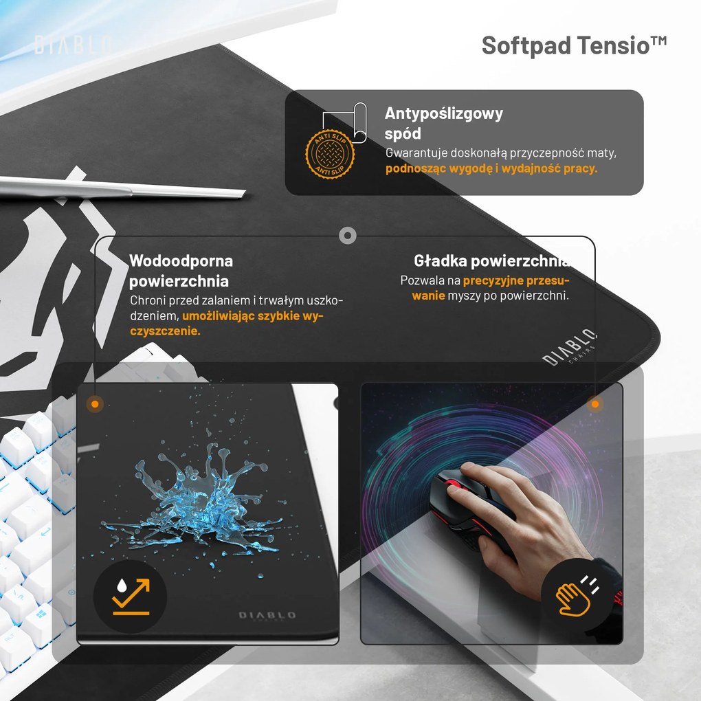 Biurko z regulacją wysokości DIABLO X-TENSIO 1600 białe