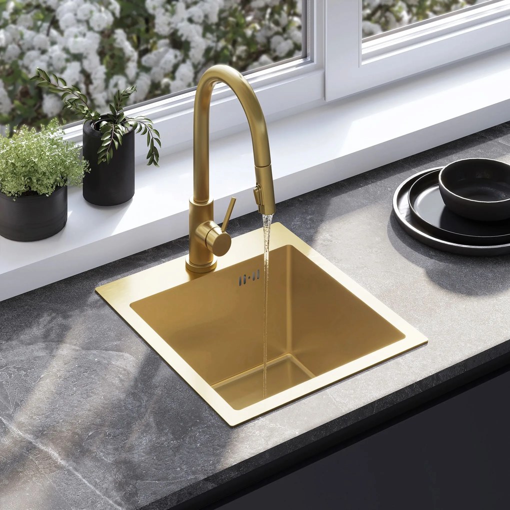 Zlewozmywak stalowy REA Leo 40 Złoty szczotkowany