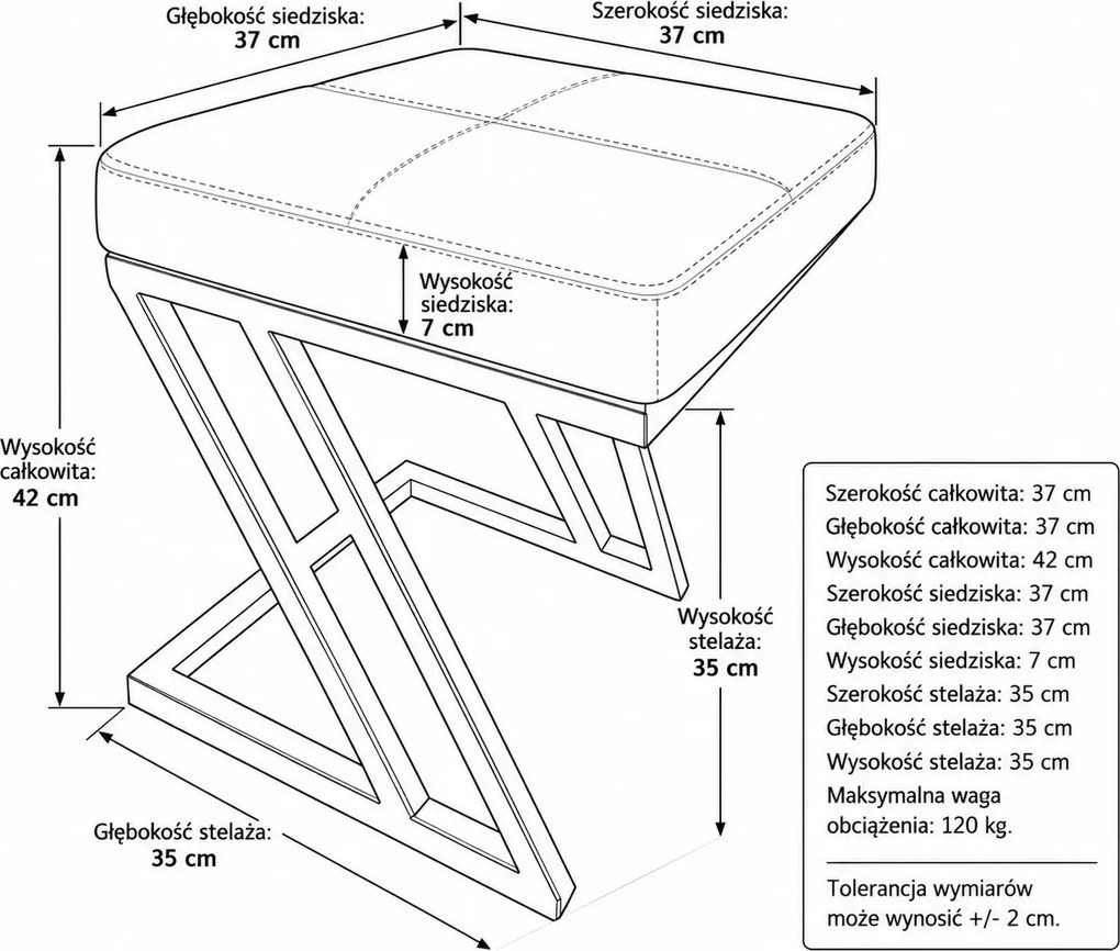 Pufa ZETA LOFT ławka taboret podnóżek metal eko-skóra D15