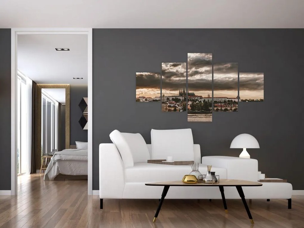 Obraz - pochmurna Praga (125x70 cm)