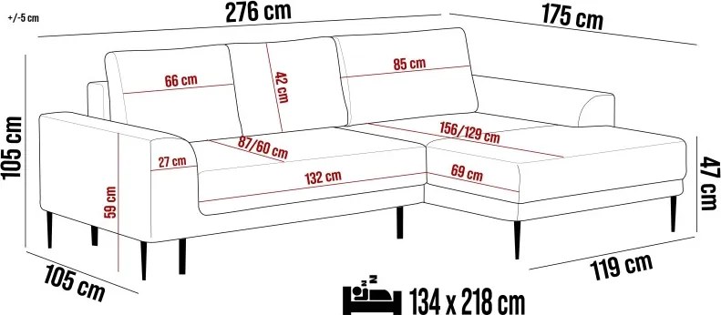 Narożnik CAPITOL Prawostronny 4 osobowy z funkcją spania i pojemnikiem WERSAL