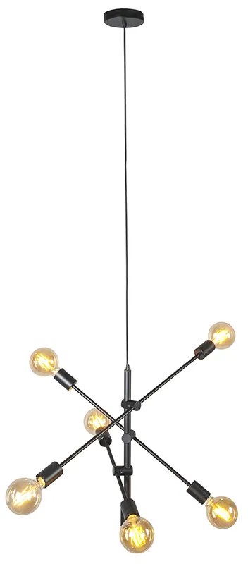Industrialna lampa wisząca czarna 6-świateł - SydneyPrzemysłowy Oswietlenie wewnetrzne