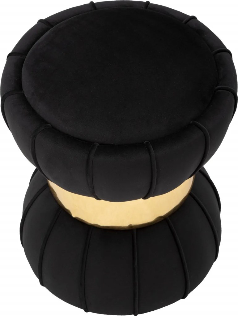 Stołek welurowy ze złotym detalem, Ø 40 cm