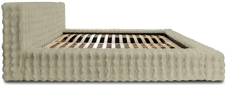 Szare łóżko pluszowe z zagłówkiem F2-K54