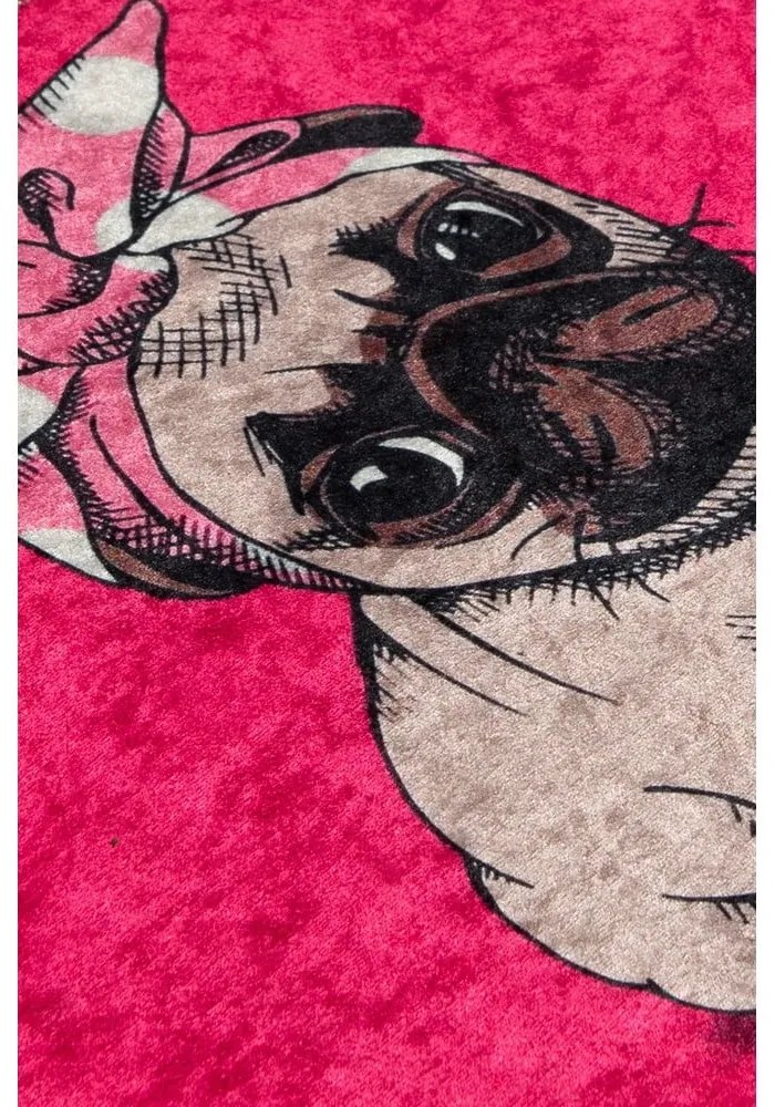 Różowy dywanik łazienkowy 40x60 cm Pink Pug – Foutastic