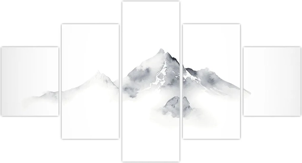 Obraz - Obraz gór namalowany tuszem (125x70 cm)