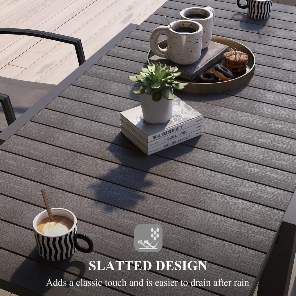 Outsunny Stolik ogrodowy Stolik zewnętrzny, odporny na warunki atmosferyczne, 162 x 80 x 75 cm, Szary