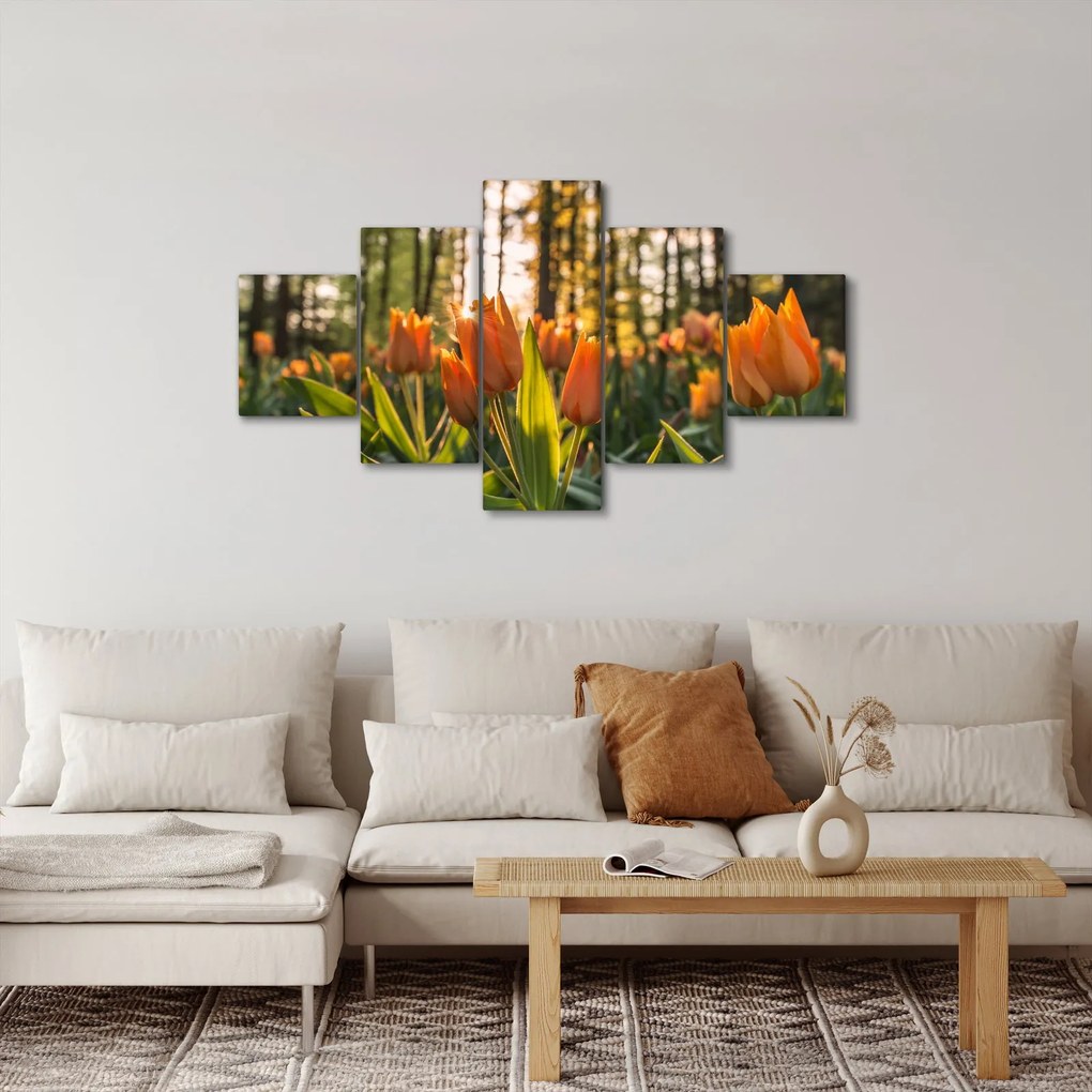 Obraz - pomarańczowe tulipany (125x70 cm)