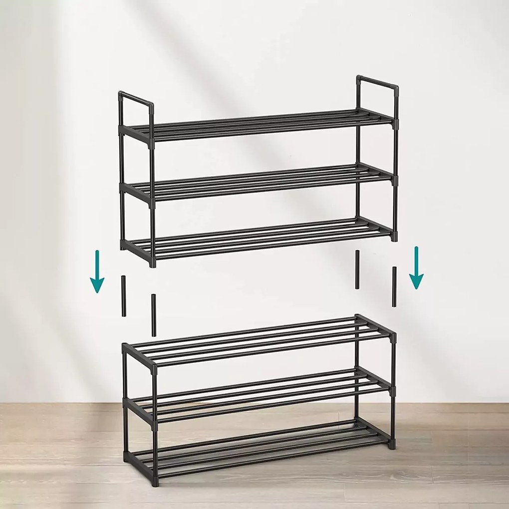 Metalowy stojak na buty SHOEN 92x30x54 cm czarny