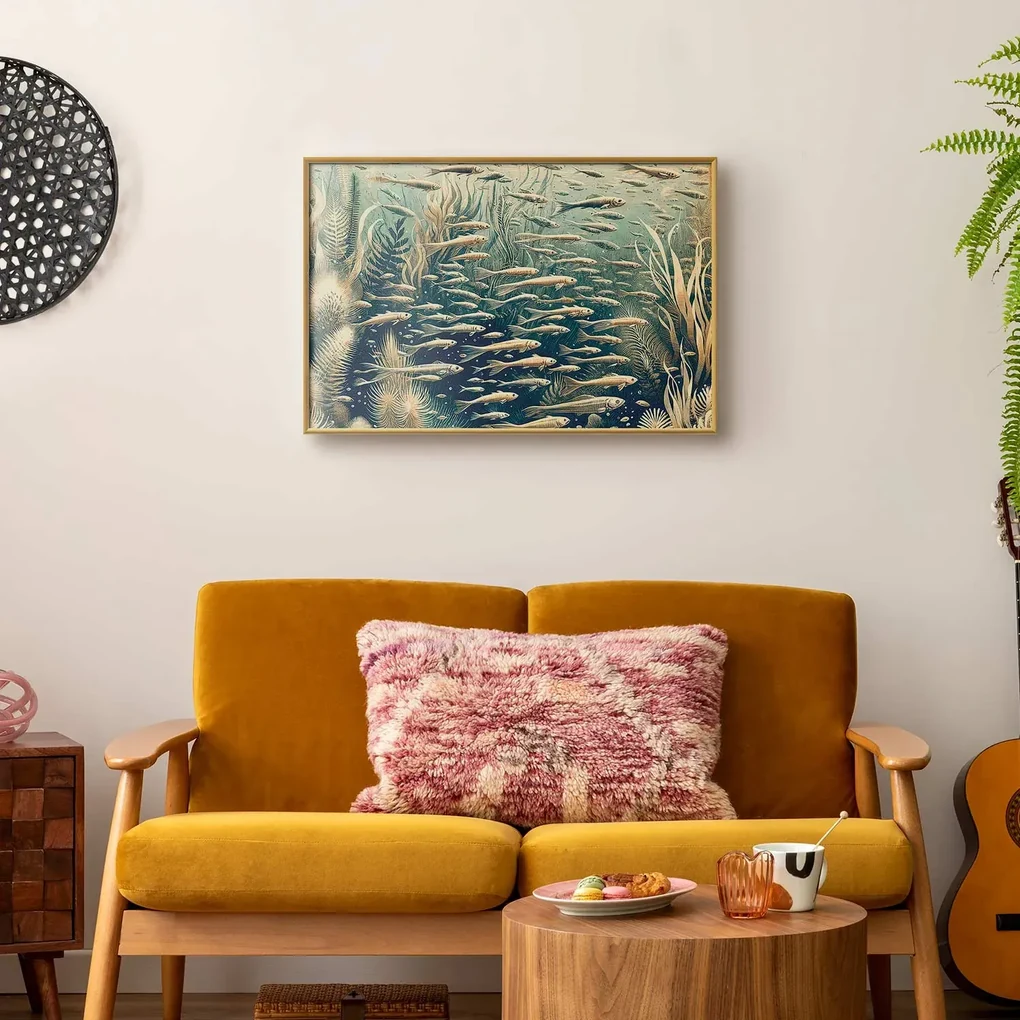 Plakat Oceaniczna przyroda 60x40 cm z ramą złotą bez marginesu ARTGEIST B