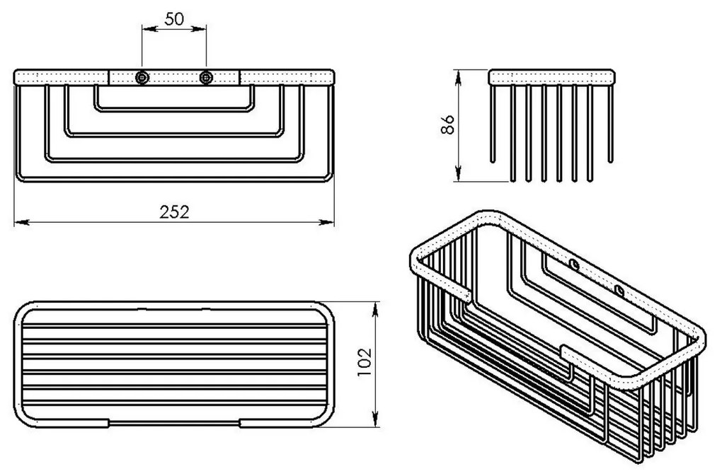 GEDY 2419 Smart półka, 25,2 x 8,6 x 10,2 cm, srebrny