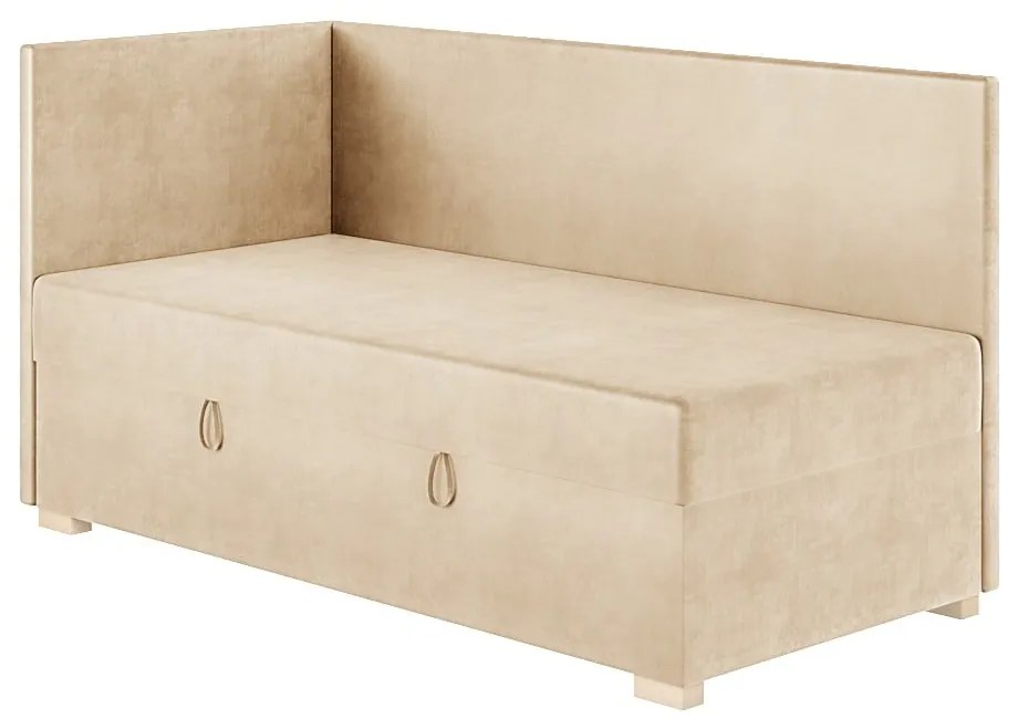Beżowe narożne łóżko dziecięce ze schowkiem i materacem 90x200 cm Flexi – Ghado