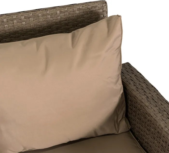 Zestaw Mebli Ogrodowych FLORYDA Beżowy Sofa Krzesła Pufy Stolik Tarasowy Technorattan Nowoczesny