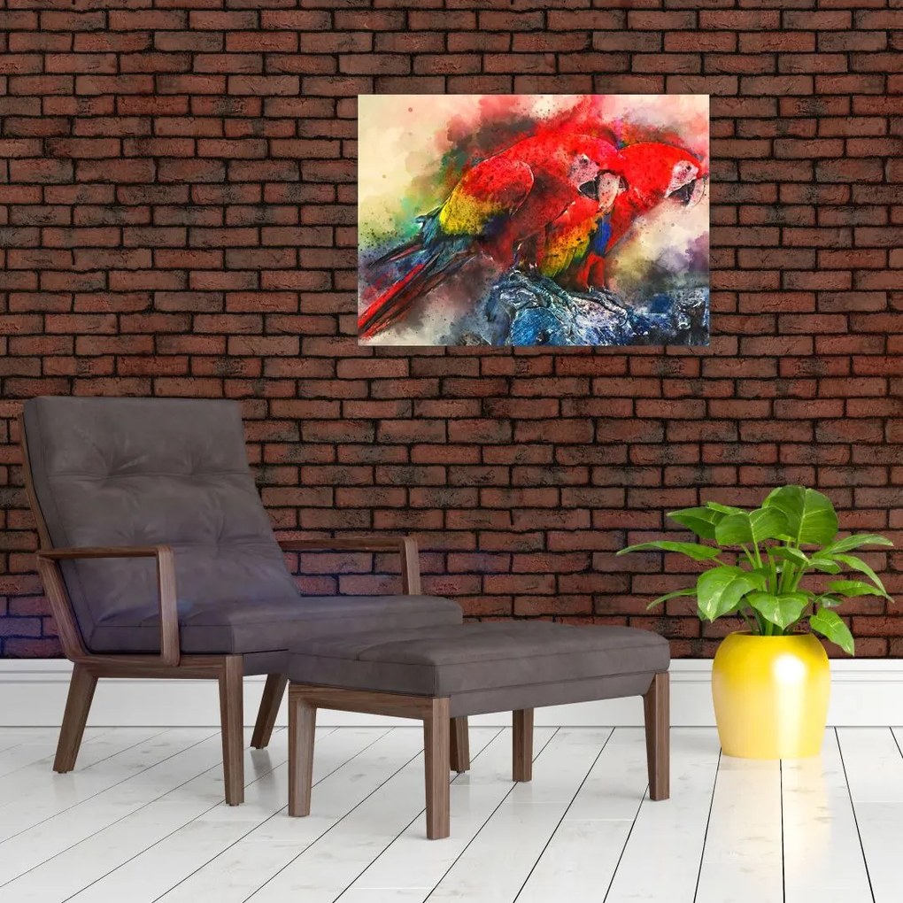 Obraz czerwonych papug Ara (70x50 cm)
