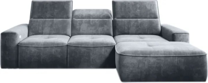 Narożnik COLOMBO Mini Prawostronny z elektryczną funkcją spania pojemnikiem PALLADIUM 15 Szary WERSAL