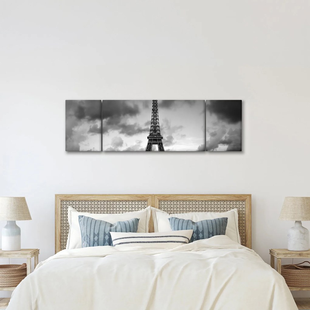 Obraz - Wieża Eiffla i czerwony samochód (170x50 cm)