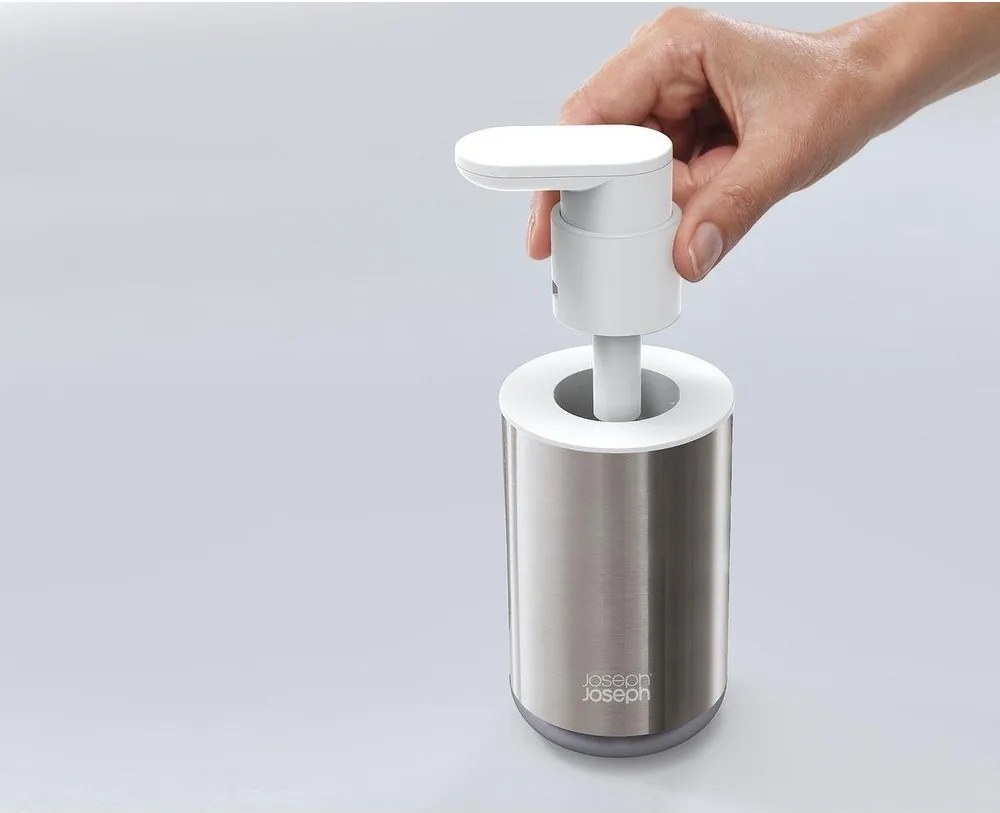 Dozownik do mydła ze stali nierdzewnej w kolorze srebra 300 ml Duo Steel – Joseph Joseph