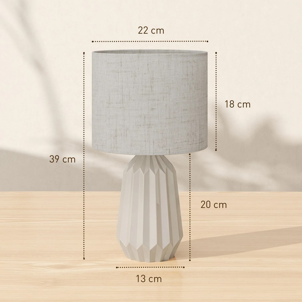 HOMCOM Lampa stołowa, oświetlenie stołowe, lampa nocna z lnianym abażurem, przełącznik kołyskowy, lampa biurkowa, 22 x 22 x 39 cm, beżowy | Aosom PL