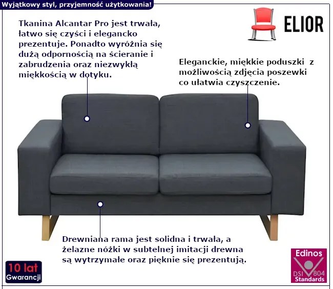 Ciemnoszara 2-osobowa sofa - Drofas