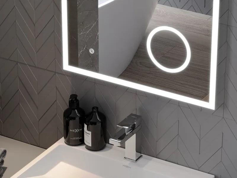 Mexen Kala lustro łazienkowe podświetlane z lusterkiem kosmetycznym 60 x 80 cm, LED 6000K, antypara - 9820-060-080-611-00