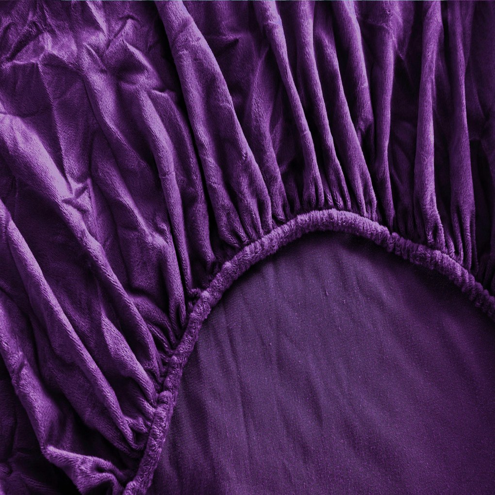 PrzytulneMieszkanie.pl Prześcieradło z mikropluszu SOFT 90x200 cm ciemnofioletowe