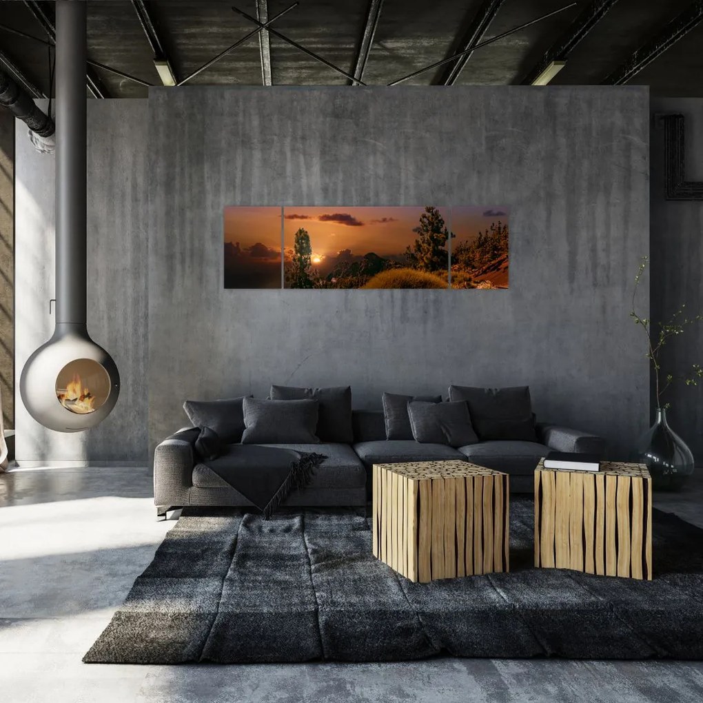 Obraz natury z zachodem słońca (170x50 cm)