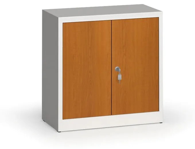 Szafy spawane z laminowanymi drzwiami, 800 x 800 x 400 mm, RAL 7035/czereśnia